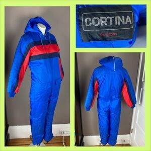 1980s Cortina Blue and Red Snowsuit - Small